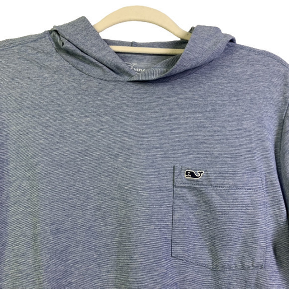 VINEYARD VINES Heather Blue Hooded Long‎ Sleeve T-Shirt - Picture 2 of 7